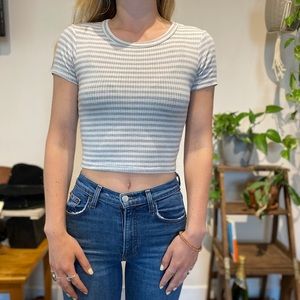 LA HEARTS Cropped Striped Tee